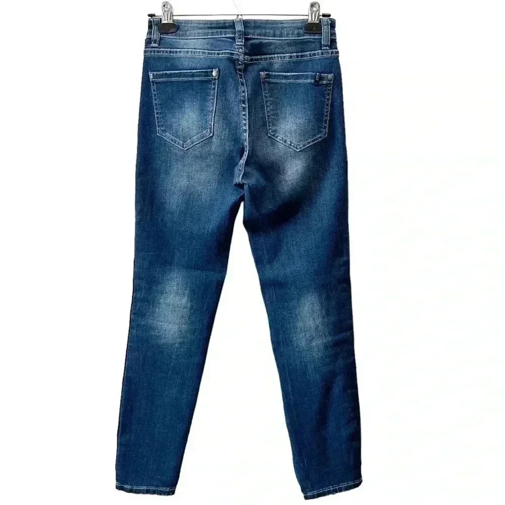 Buffalo Skinny Jeans Faith Side Stripe Mid Rise Ankle Crop Stretch Blue Size 26 - Picture 3 of 14